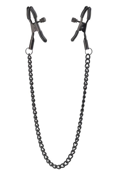 Crne kopče na bradavicama na lancu Deluke Nipple Clamps