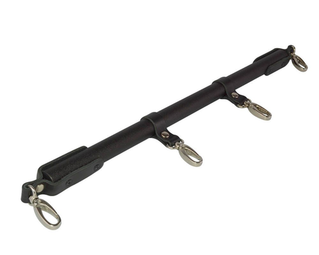 Crni metalni odstojnik sa kožnim trakama i karabinerima - 50 cm.