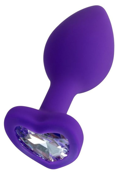 Diamond Heart ljubičasta analna čaura sa prozirnim kristalom - 7 cm.