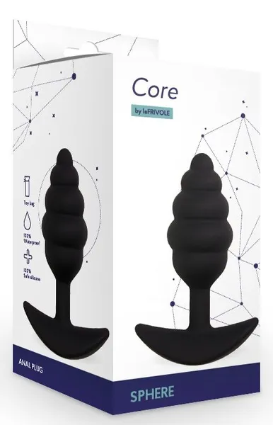 Crni Analni čep Sphere M - 9 cm.