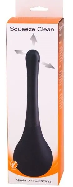 Черный анальный душ squeeze clean с закругленным наконечником