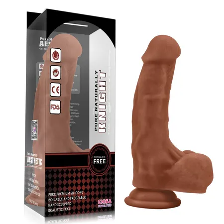 Smeđi Dildo Knight-18,2 cm