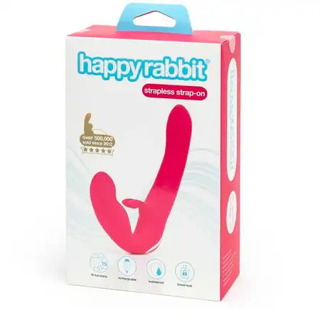 Bezremne strapon Happy Rabbit Strap-on roze