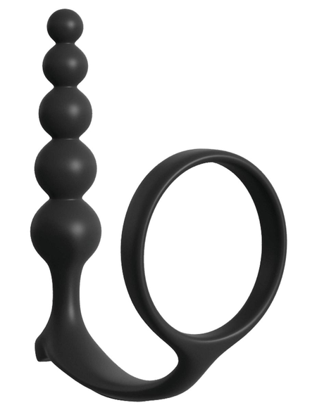 Crni Analni lanac sa prstenom za erekciju Ass-Gasm Cockring Anal Beads