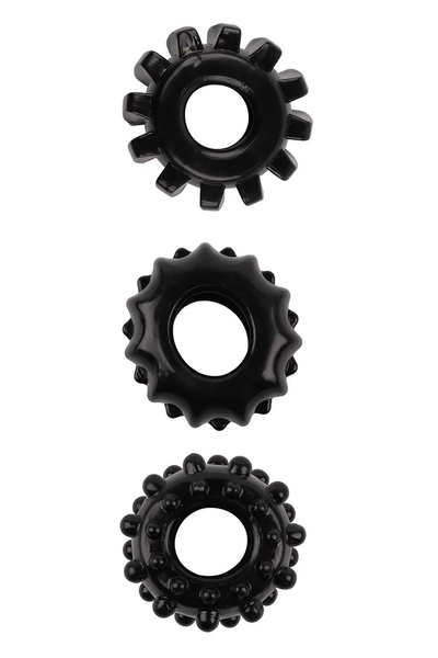 Set od 3 crna erekciona prstena Set of 3 Kokrings