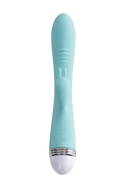 Vibrator sa klitoralnim stimulatorom Flovetta bi Toifa Iris, silikon, cijan, 22 cm