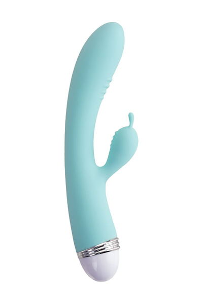 Vibrator sa klitoralnim stimulatorom Flovetta bi Toifa Iris, silikon, cijan, 22 cm