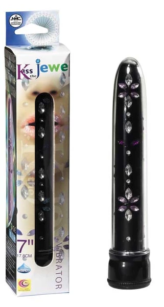 Crni vibrator sa rhinestones-om po celoj dužini .