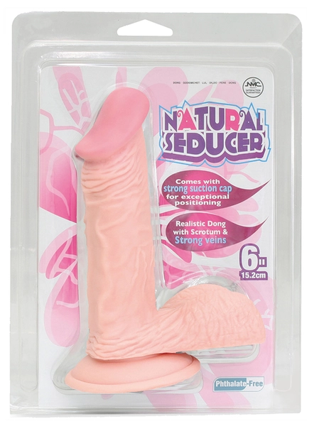 Telesni dildo na usisnoj čaši Natural Seducer 6 Flesh dong-15,2 cm.