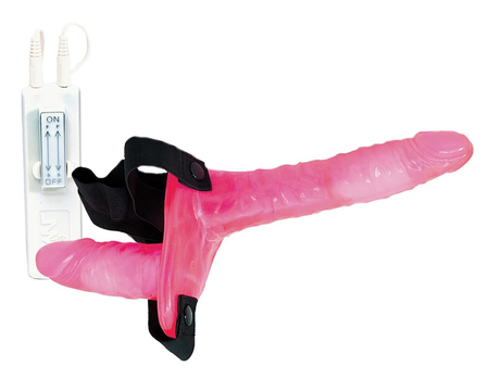 Cingularni ružičasti vibrofallos sa vaginalnim čepom-17,5 cm.