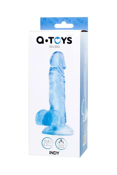 Realistični dildo a-Tois bi TOIFA Indi, TPE, cijan, 15,8 cm