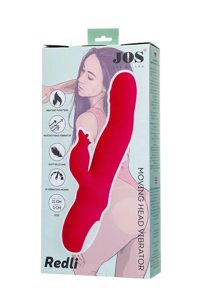 Jos Redli Vibrator sa pokretnom glavom, silikon, crvena, 21 cm