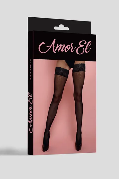 Čarape u plitkoj mrežici Rosa roja s / l crne