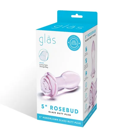 Nežno-roze analni plag od stakla, 13 cm