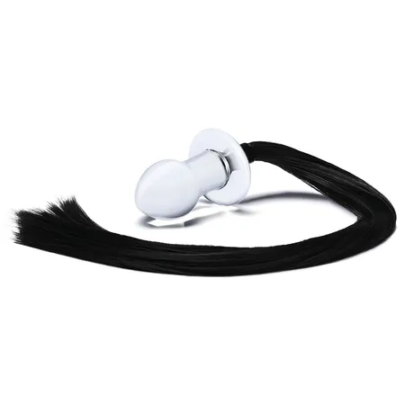 Stakleni Analni čep sa repom, 8 cm