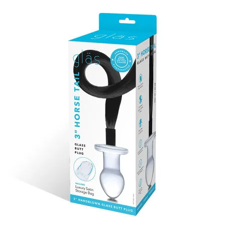 Stakleni Analni čep sa repom, 8 cm