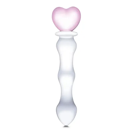 Stakleni dildo sa srcem u osnovi - 20,3 cm.