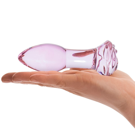 Nežno-roze analni plag od stakla, 13 cm