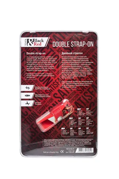 Strapon na nosaču Black Red bi TOIFA, silikon, crvena, 24 cm