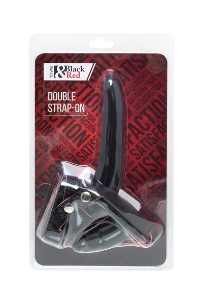 Strapon na nosaču Black Red bi TOIFA, silikon, Crna, 24 cm