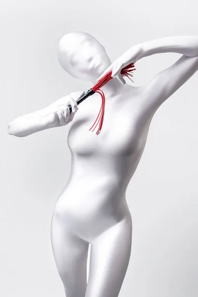 Flogger Anonimo #0003, PU koža, crvena, 28 cm