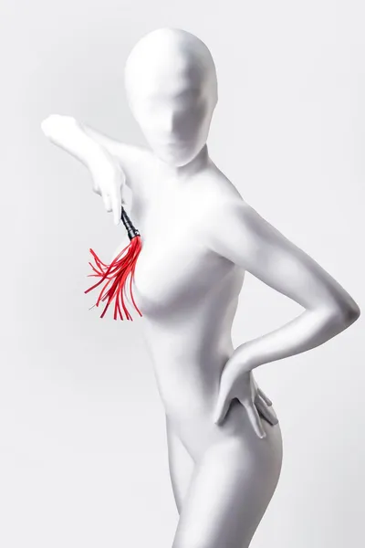 Flogger Anonimo #0003, PU koža, crvena, 28 cm