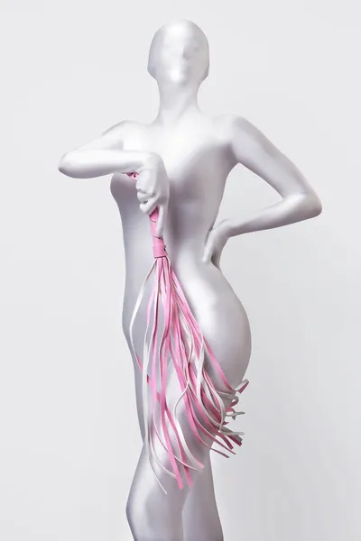 Flogger Anonimo #0006, PU koža, roze, 64 cm