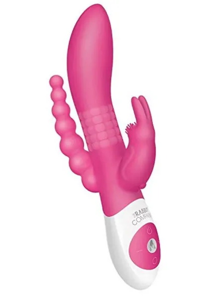 Ružičasti zečji vibrator sa analnim procesom the beaded d. p. Rabbit