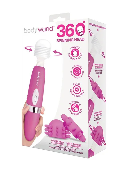 Pink rotacioni štap vibrator sa dve mlaznice ° Spinning Head Vand massager set