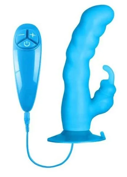 Plavi vibrator sa klitoralnim stimulatorom Bunni Ici .