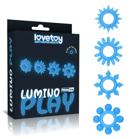 Lumino plai set od 4 Plava prstena za erekciju u mraku