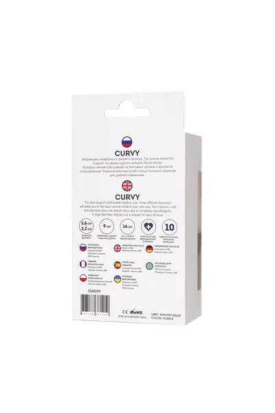 Analna čaura Todo bi Toifa Curvi, silikon, ljubičasta, 14 cm, Ø 3,2 cm