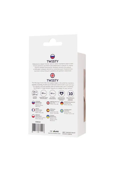 Analna čaura Todo bi Toifa Tvisti, silikon, ljubičasta, 14 cm, Ø 3,2 cm