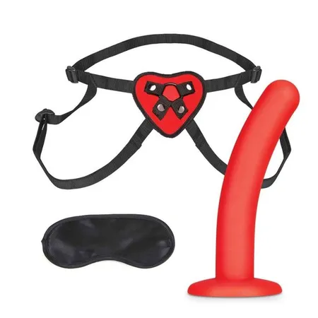 Red Heart Strap on Harness 5in Dildo set-12,25 cm
