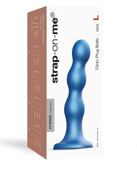 Strap-on-me Dildo plug Balls plava metalik L, 16,5 cm
