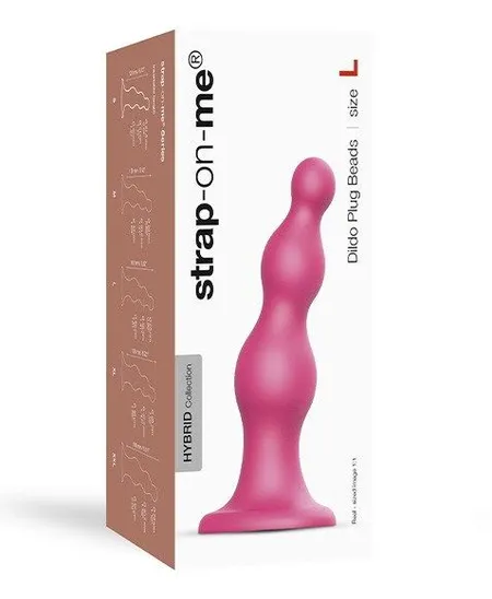 Strap-on-me Dildo plug Beads Framboise metalni L, 16 cm