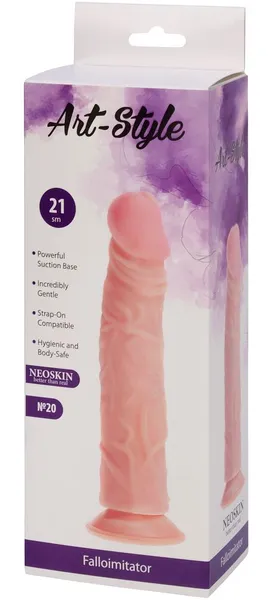 Reljefni dildo na đonu-usisna čaša Art-Stile №20-22 cm.
