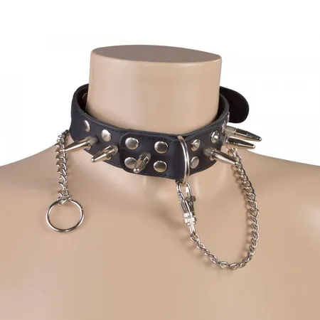 Kožna ogrlica u crnoj boji -