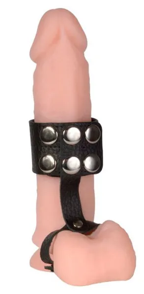 Crni povodac za penis od prave kože