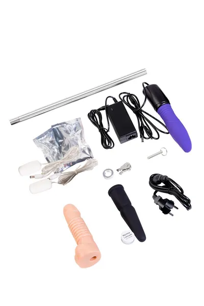 Sex mašina Diva Fuck Box, c dve prilozima, metal, plava, 39 cm