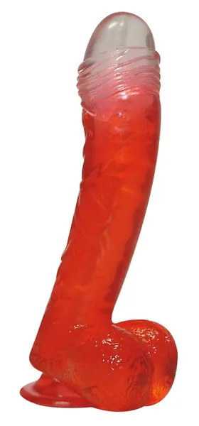 Crveni dildo na usisnoj čaši Lazi BUTTCOCK - 17 cm