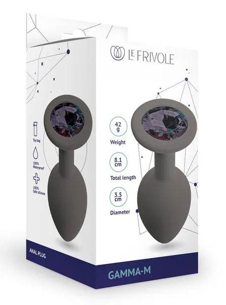 Sivi Analni čep sa crnim kristalom Gamma - M-8,1 cm.