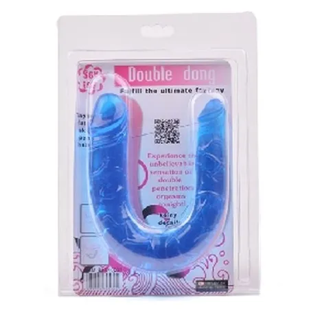 Plavi dvoglavi Dildo Double Dong-29,8 cm.
