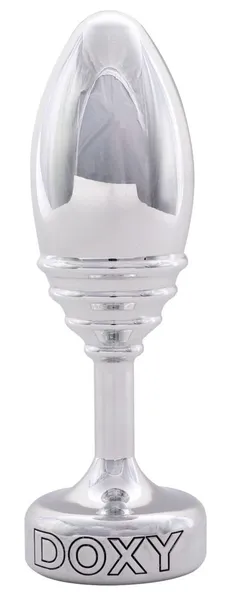 Srebrna analna čaura Doki Ribbed Butt Plug-10,5 cm.