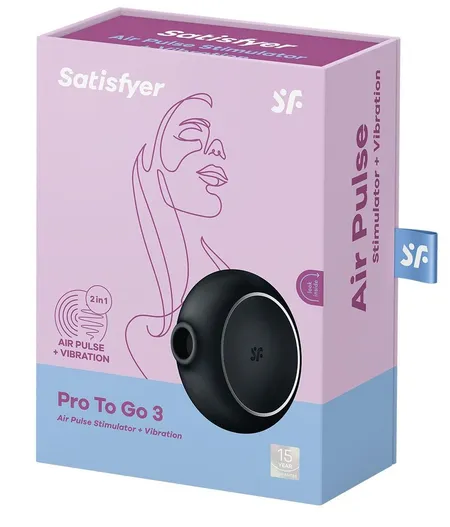 Vakuumski talasni stimulans sa Satisfier Pro To Go 3 vibracijom, crni