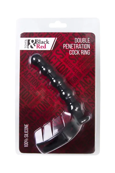 Dodatak za penis za dvostruku penetraciju Black&amp;Red bi TOIFA, silikon, crni, 19,5 cm