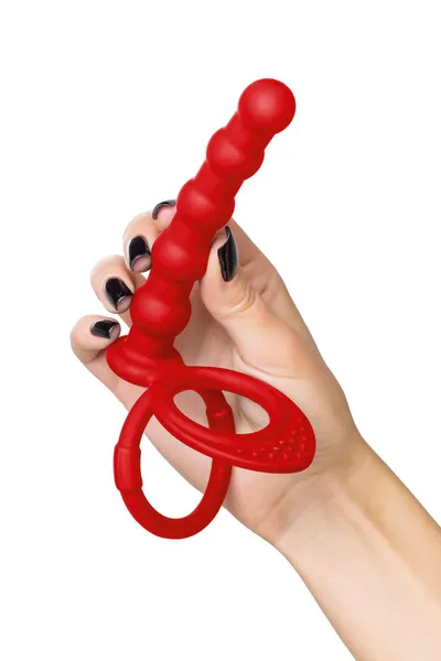 Dodatak za penis za dvostruku penetraciju Black&amp;Red bi TOIFA, silikon, crveni, 19,5 cm