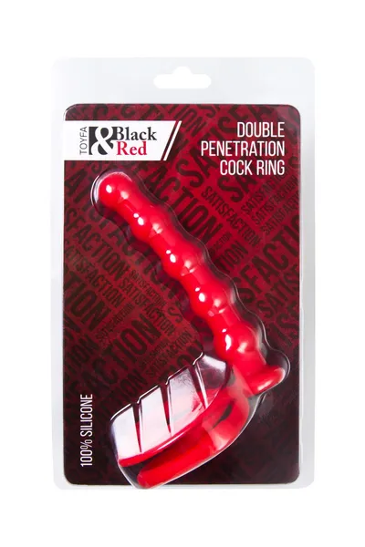 Dodatak za penis za dvostruku penetraciju Black&amp;Red bi TOIFA, silikon, crveni, 19,5 cm