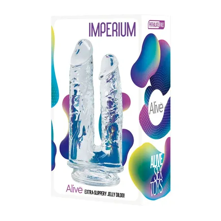 Prozirni Analno-vaginalni dildo na usisnoj čaši Imperium Jelli Dildo-18 cm.