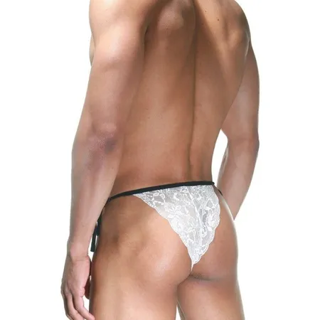 Belo-crne gaćice-tanga na vezicama